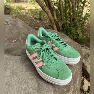 Adidas Women's Green and Pink Sneakers